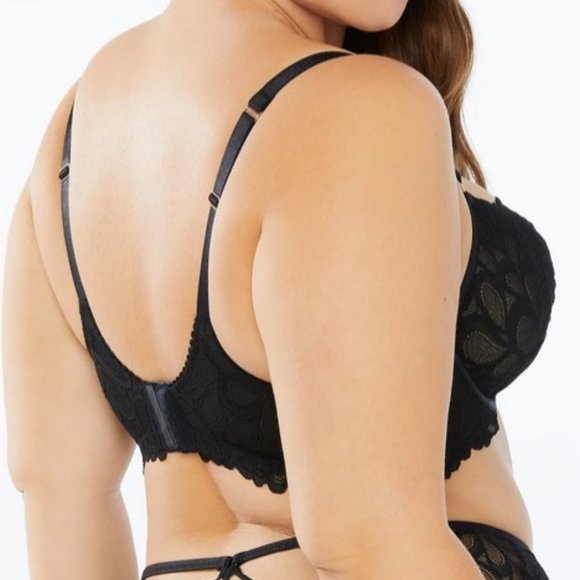 NWOT Savage X Fenty Not Sorry Unlined Lace Balconette Bra in Black, 38DD - Picture 3 of 14